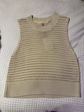 Stitch & Feather Cream Crochet Knit Sleeveless Top